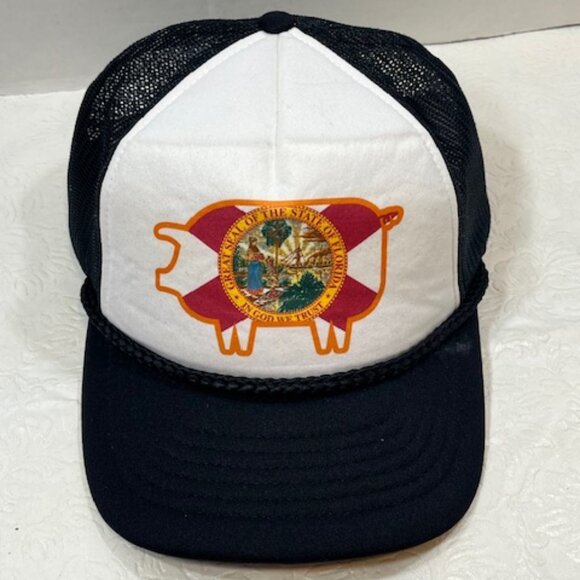 Florida State Flag Trucker Hat Baseball Cap Hat Adjustable Black Mesh - Picture 2 of 8